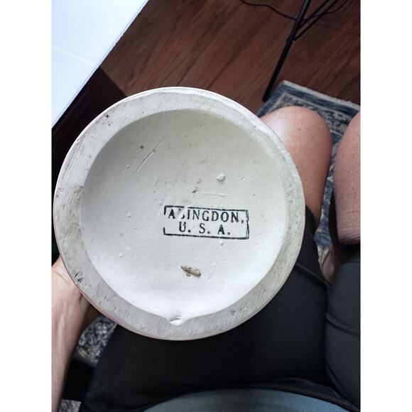 BEAUTIFUL VINTAGE ABINGDON ART POTTERY 153 ACANTHUS LEAF PINK WITH HANDLES VASE! - Picture 13 of 16